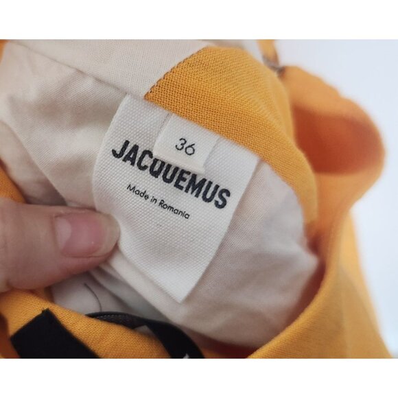 JACQUEMUS Women's Sz. 36 Orange Linen The Saudade Mini Dress - Picture 6 of 8